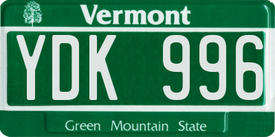 VT license plate YDK996