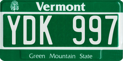 VT license plate YDK997