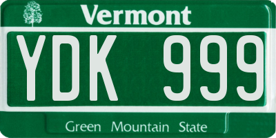VT license plate YDK999