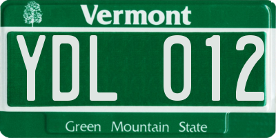 VT license plate YDL012