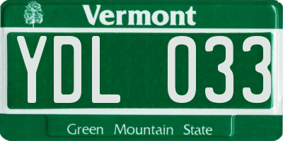 VT license plate YDL033