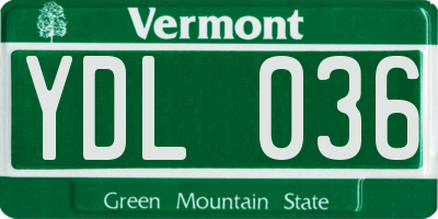 VT license plate YDL036