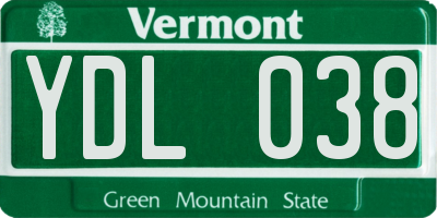 VT license plate YDL038