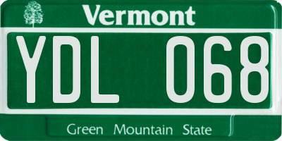 VT license plate YDL068