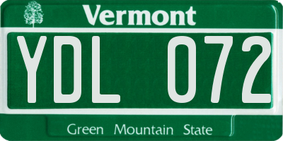 VT license plate YDL072