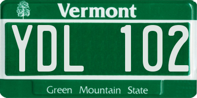 VT license plate YDL102