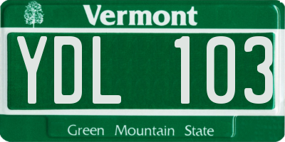 VT license plate YDL103