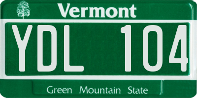 VT license plate YDL104