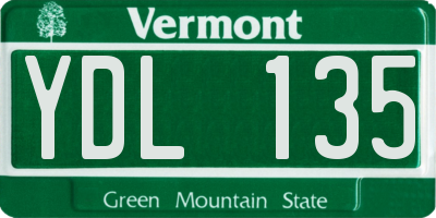 VT license plate YDL135