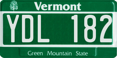 VT license plate YDL182
