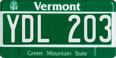 VT license plate YDL203