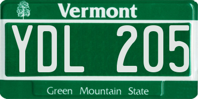 VT license plate YDL205