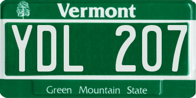 VT license plate YDL207