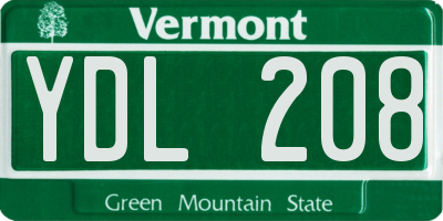 VT license plate YDL208