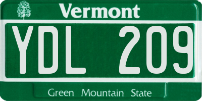 VT license plate YDL209