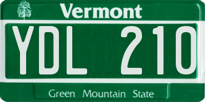 VT license plate YDL210