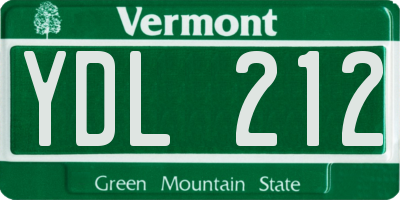 VT license plate YDL212