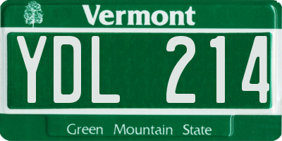 VT license plate YDL214