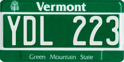 VT license plate YDL223