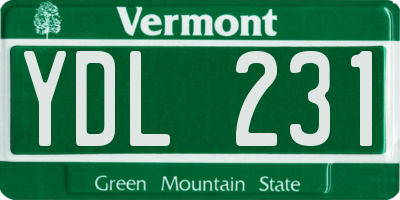 VT license plate YDL231