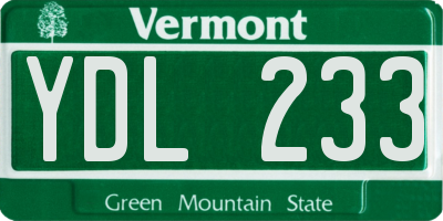 VT license plate YDL233