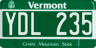 VT license plate YDL235