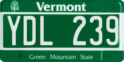 VT license plate YDL239