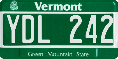 VT license plate YDL242