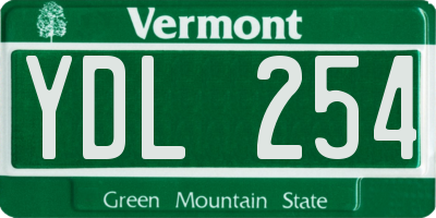 VT license plate YDL254