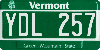 VT license plate YDL257