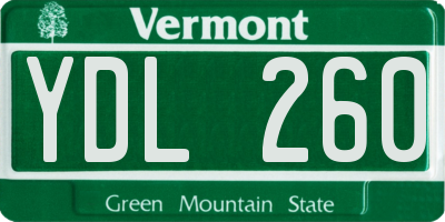 VT license plate YDL260