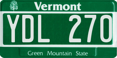 VT license plate YDL270