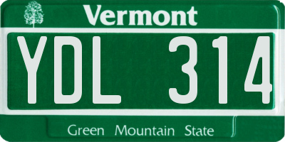VT license plate YDL314