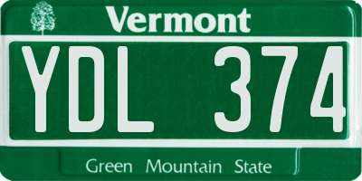 VT license plate YDL374