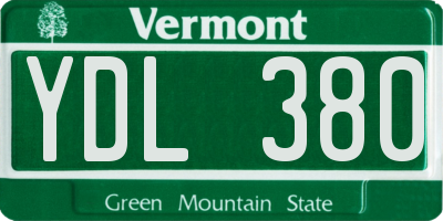 VT license plate YDL380
