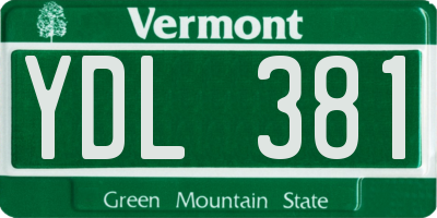 VT license plate YDL381