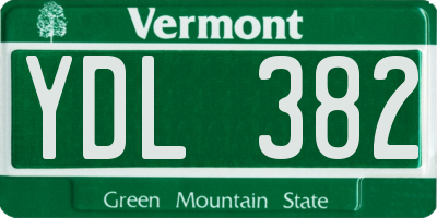 VT license plate YDL382