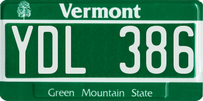 VT license plate YDL386