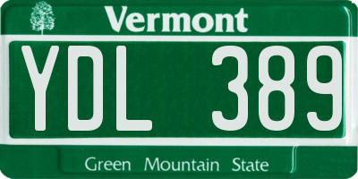 VT license plate YDL389
