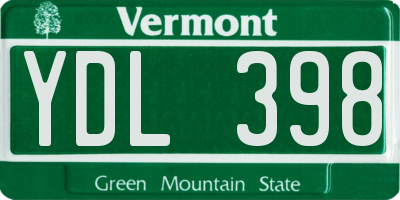 VT license plate YDL398