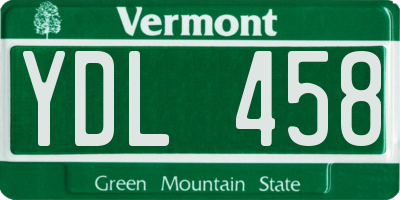 VT license plate YDL458
