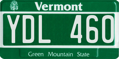 VT license plate YDL460