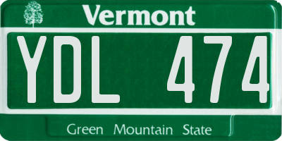 VT license plate YDL474