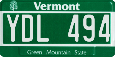 VT license plate YDL494