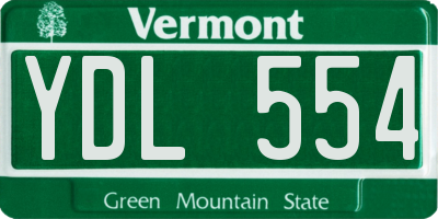VT license plate YDL554