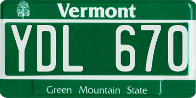VT license plate YDL670