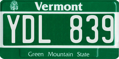 VT license plate YDL839