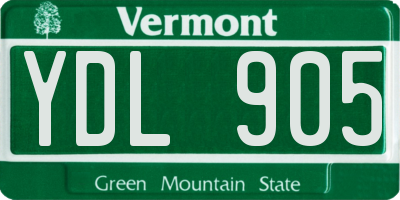 VT license plate YDL905