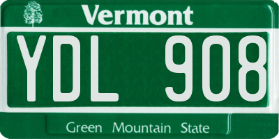 VT license plate YDL908