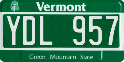 VT license plate YDL957
